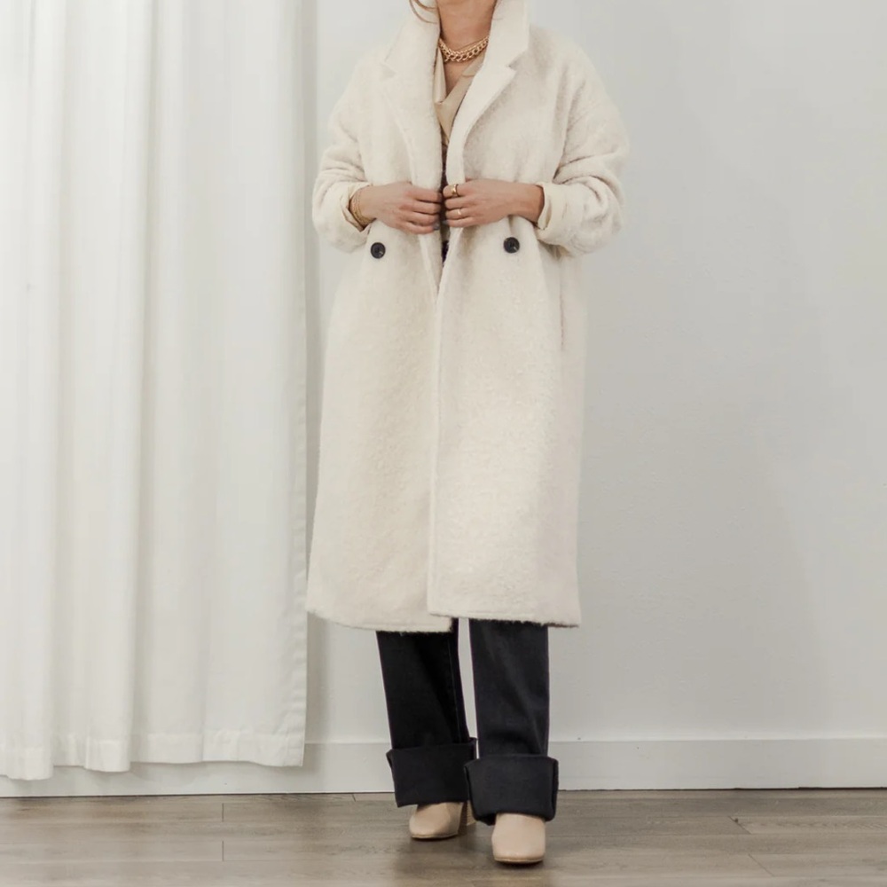 MADE IN ITALY Elegant Cream Double-Breasted Women's Coat